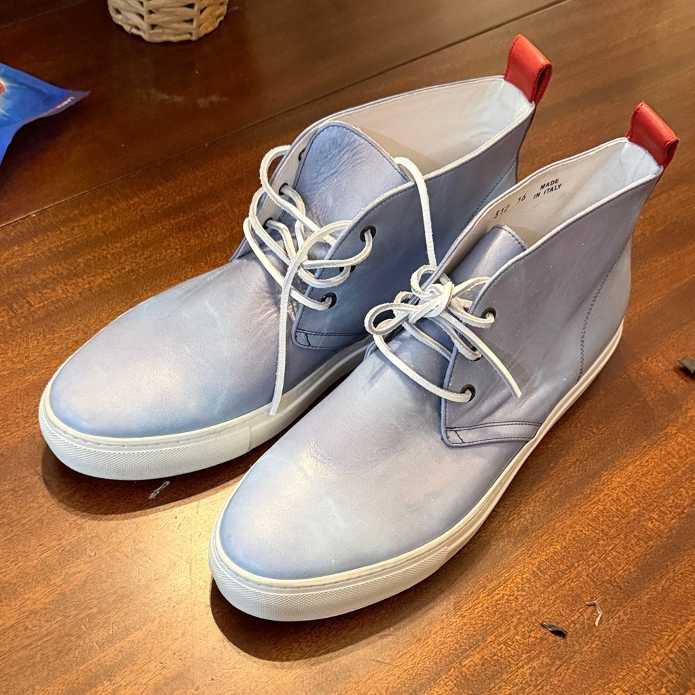 Handmade in Italy sky Blue High-Top Men's luxury style